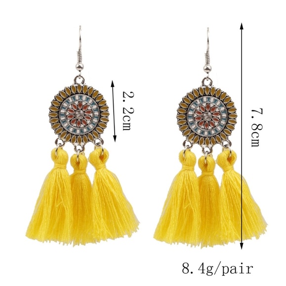 Western Tribal Tassel Dangling Earrings - Picture 4 of 4